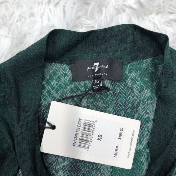 7 For All Mankind Women's Green Long Sleeve Blouse Size XS Runs Big NWT - Picture 7 of 16
